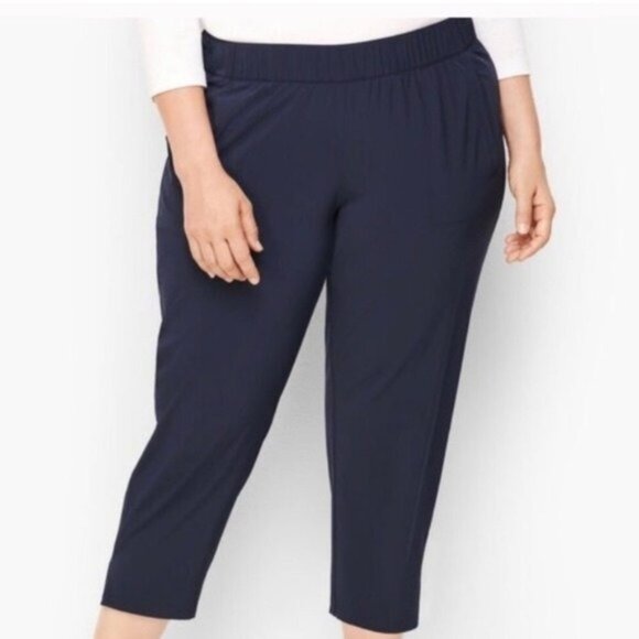 T by Talbots Work Out Navy Cropped Active Pants - Picture 1 of 7